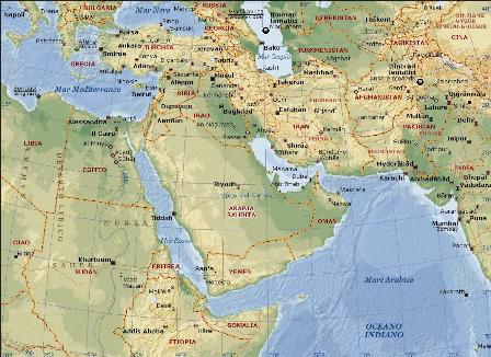 Mappa Medio Oriente Fisica
