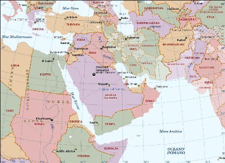 Mappa Medio Oriente Politica