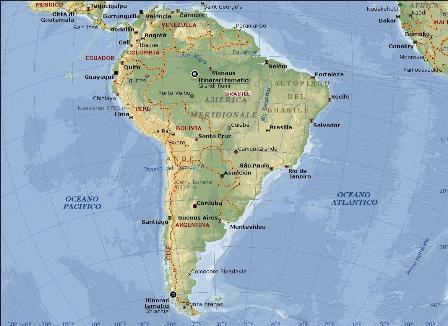 Mappa Sud America Fisica