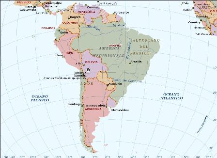 Mappa Sud America Politica